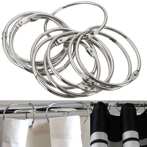 Picture of 12Pcs Stainless Steel Circle Shower Curtain Hook Bath Curtain Glide Hanger