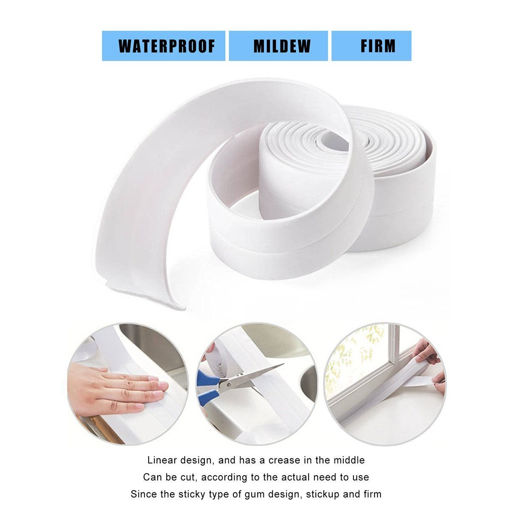 Picture of Honana 3.8mm Kitchen Bathroom Self Adhesive Wall Seal Ring Tape Waterproof Tape Proof Edge Trim Tape