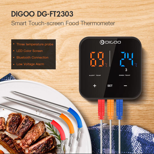 Immagine di Digoo DG FT2303 Three Channels Smart Bluetoorh BBQ Thermometer  Kitchen Cooking Thermometer