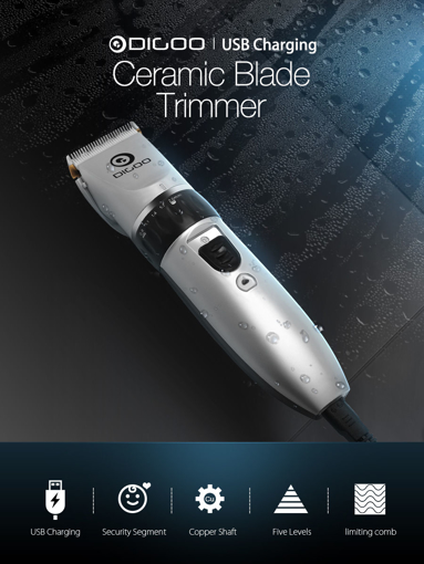 Immagine di [ 2021 Third Digoo Carnival ] Digoo BB-T1 USB Ceramic R-Blade Hair Trimmer Rechargeable Hair Clipper 4X Extra Limiting Comb