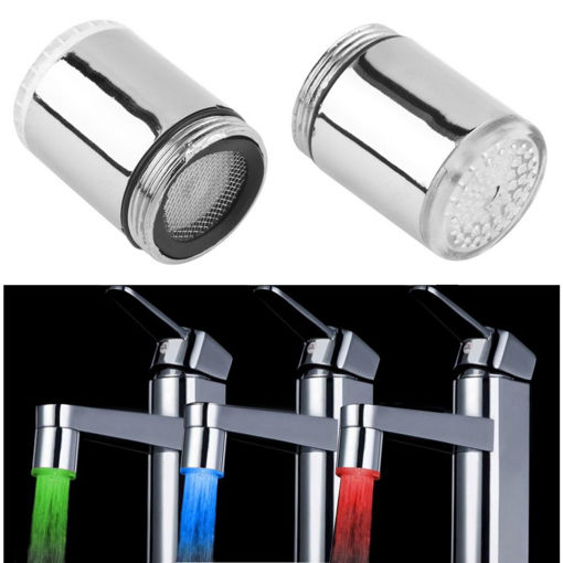 Picture of LED Light Water Tap Temperature Sensor RGB Glow Shower Stream Shower Head Faucet