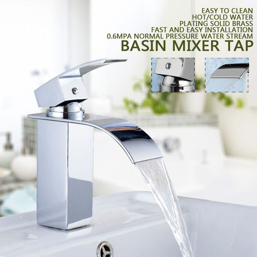 Picture of Bathroom Sink Faucet Ordinary Copper Waterfall Single-style Hot And Cold Mixer Tap