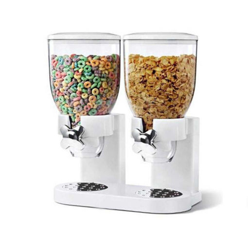 Immagine di Double Cereal Dry Food Dispenser Kitchen Storage Container Kitchen Dry Provisions Dispense Machine