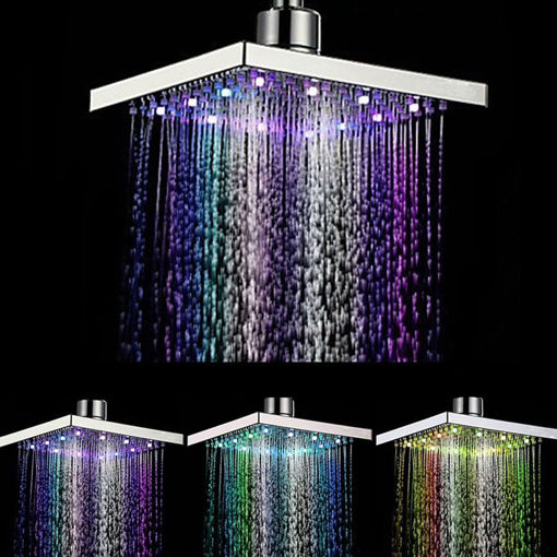 Immagine di 360 Adjustable Chrome Water Temperature Controlled Multi-Color LED Shower Head