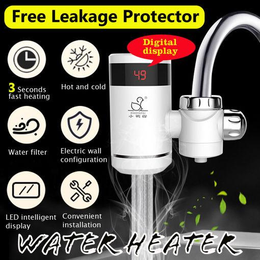 Immagine di 3KW Instant Electric Water Heater Faucet LED Intelligent Digital Bathroom Kitchen Hot Cold Water Tap