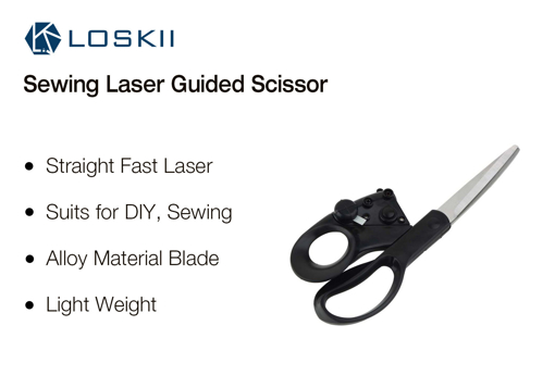 Immagine di Loskii HT-220 Sewing Laser Guided Scissors for Home Crafts Wrapping Cuts Straight