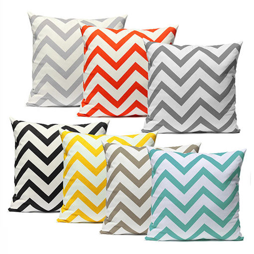 Picture of Vintage Zig Zag Printed Cushion Cover Home Decor Throw Pillow Case