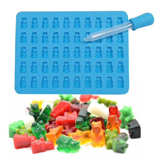 Picture of 50 Cavity Silicone Gummy Bear Chocolate Mold Cake Jelly Candy Ice Tray Baking Tool