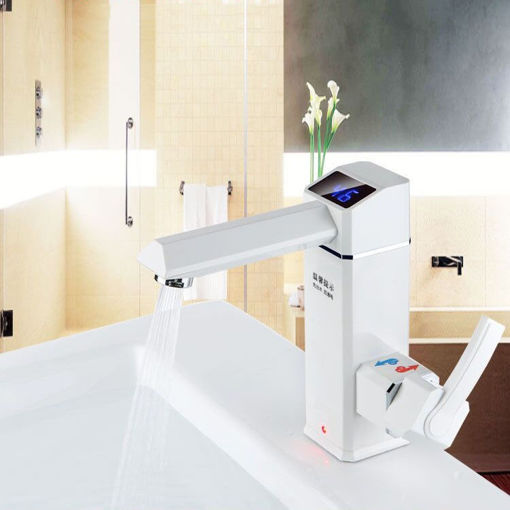 Immagine di 2500W Bathroom Kitchen Instant LED Display Electric Water Faucet Hot Water TapTankless Electric Wat