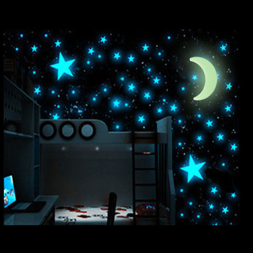 Picture of 100Pcs Glow In The Dark Stars  Sticker Beautiful 3D DIY Home Decal Art Luminous Wall Stickers