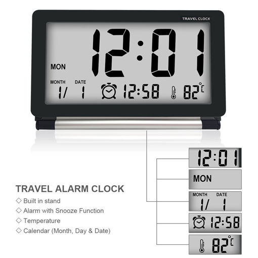 Immagine di Loskii DC-11 Electronic Travel Alarm Clock Folding Desk Clock With Temperature Date Time Calendar