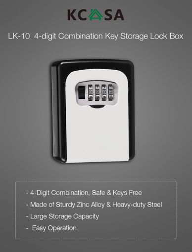 Picture of KCASA LK-10 4 Digit Combination Lock Box Key Storage Lock Box Wall Mounted Security Door Lock