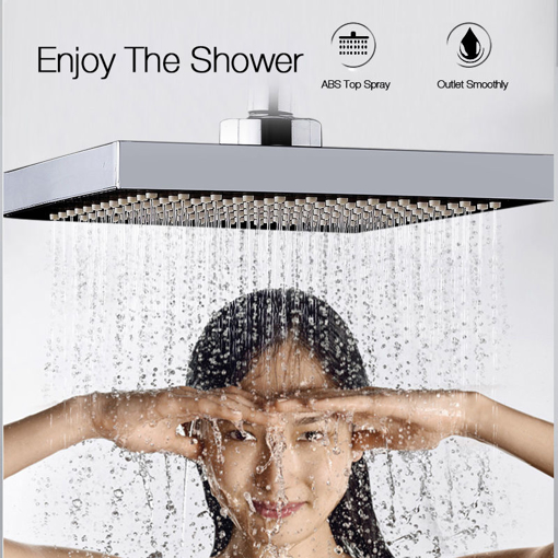 Picture of KCASA KC-SH604 Top Spray Thickened Pressurized Rotatable Rainfall Shower Head Square Stainless Steel