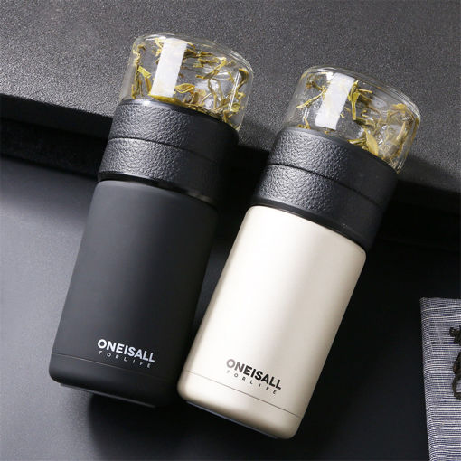 Picture of 600ml/20 oz Insulated Water Bottle Tea Cup with Tea Infuser Travel Mug Tumbler