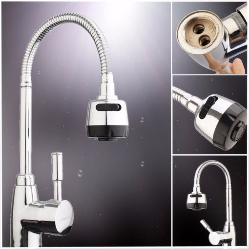Immagine di Chrome Kitchen Sink Faucet 360 Rotate Spout Basin Bathroom Hot & Cold Water Mixer Tap