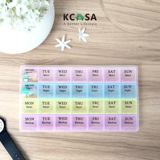 Picture of KCASA KC-JS2801 Travel Monthly Pill Organizer 28 Tablets Box Travel Medicine Storage Case
