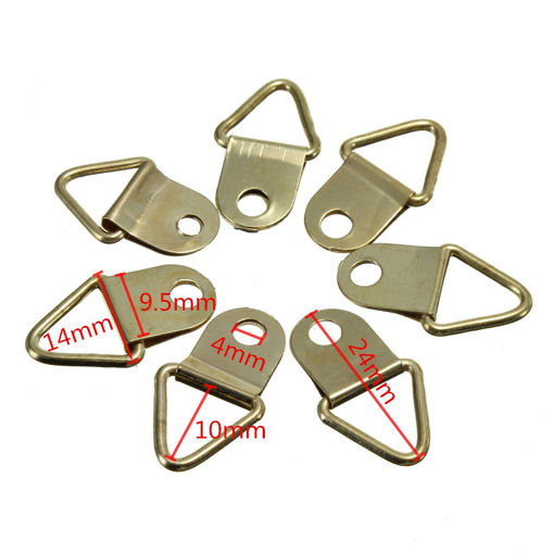Immagine di 50Pcs Copper Triangle Photo Picture Frame Wall Mount Hook Hanger Ring