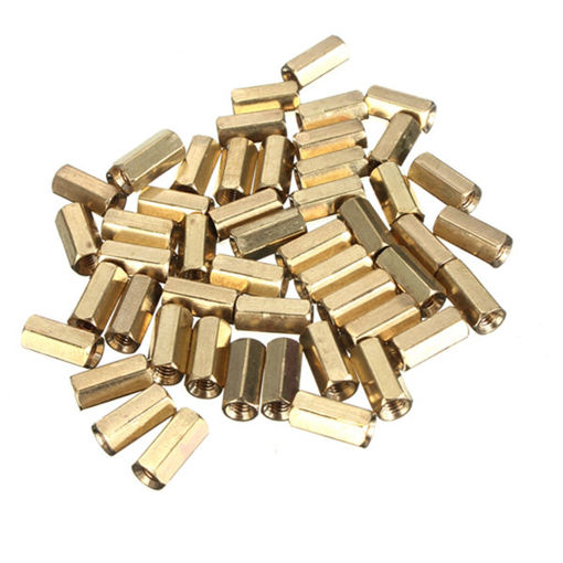 Picture of 50pcs M3 10mm Double Pass Hollow Hex Copper Ferrule Cylinder Piller