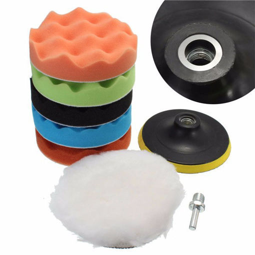 Immagine di Drillpro 7pcs 3/5/6/7 Inch Sponge Polishing Waxing Buffing Pads Kit for Car polisher