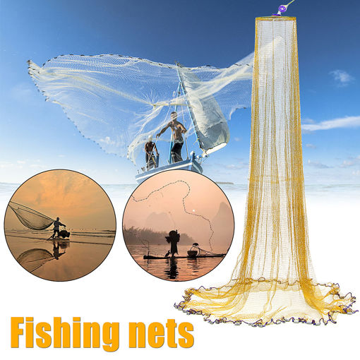 Picture of 3M x 4M Hand Throw Fishing Net Nylon Monofilament Fish Gill Net Easy Throw Hand Casting Easy Throw