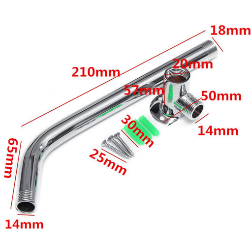 Picture of 265mm Wall Mounted Shower Arm Bottom Entry Shower Head Extension Arm W/Screws Base
