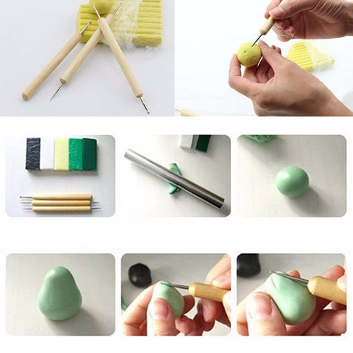 Immagine di 3 Pcs Clay Sculpting Tool Wax Carving Pottery Tools DIY Polymer Modeling Shapers