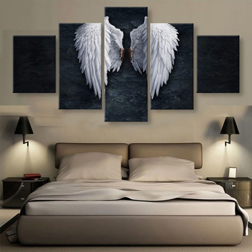 Picture of 5 Panels BANKSY ANGEL WINGS Print Picture Art Pictures Canvas Wall Art Paintings Unframed for Home D