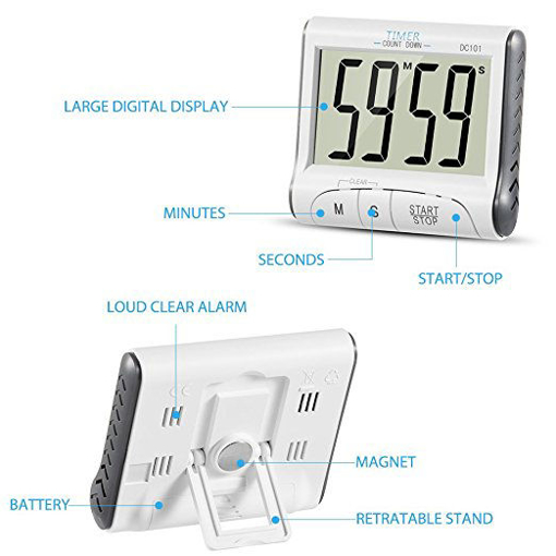Immagine di Loskii KC-09 Large Display Countdown Up Timer Clock Digital Kitchen Timer Magnetic Loud Alarm Cookin