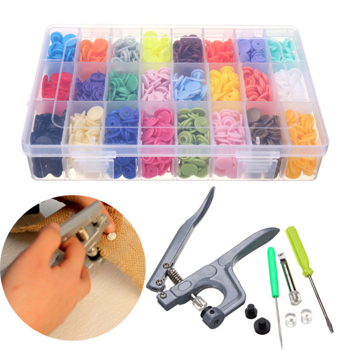 Immagine di Snap Plier + 360 Set T5 Snap Plastic Buttons Fastener 24 Colors Poppers DIY Mix