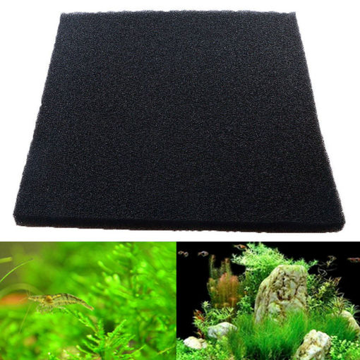 Immagine di 50x50x2cm Black Aquarium Biochemical Cotton Filter Foam Fish Tank Sponge Pads