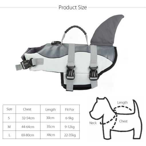 Immagine di Float Pet Life Jacket Dog Lifesaver Safety Shark Safe Vest Swimming Training