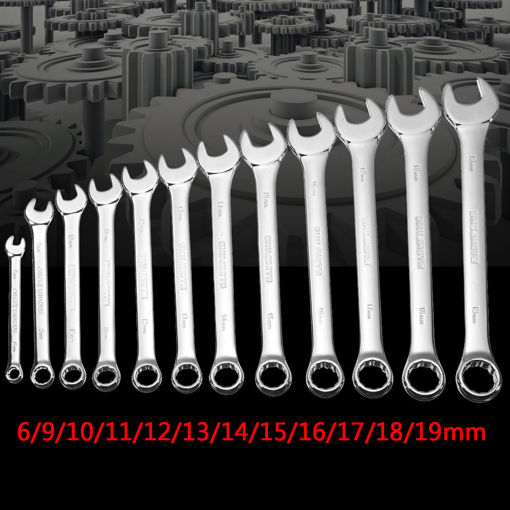 Immagine di 12pcs Spanners Wrench Chrome Vanadium Steel Polished Tool Set Kit 6-19mm