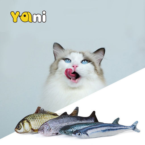 Picture of Yani 30cm Large Size  Interactive Pets Pillow Catnip Toys Simulation Plush Fish Shape Doll Chew Bite Cat Toy