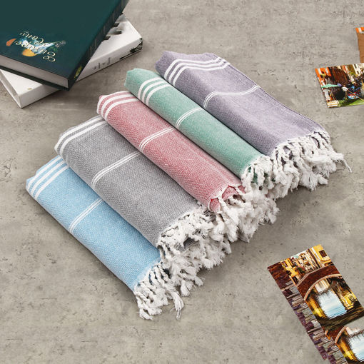 Picture of 100x180cm Large Beach Turkish Towel Bath Towel Hammam Cotton Striped Washcloths