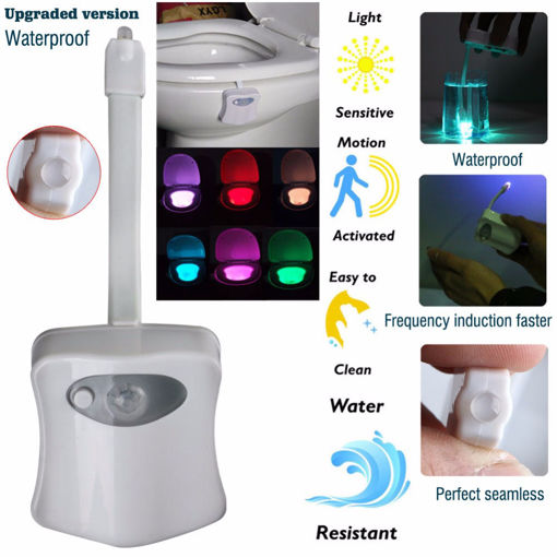 Immagine di Loskii 8 Color USB Charge Toilet Night Light Bathroom Motion Activated Sensor LED Toilet Seat Light