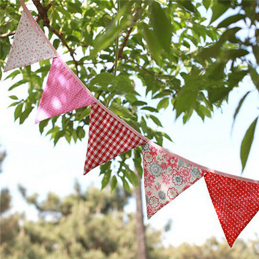 Immagine di Lovely Handmade Fabric Flags Buntings Pennants Wedding Birthday Party Decoration Flag Bunting