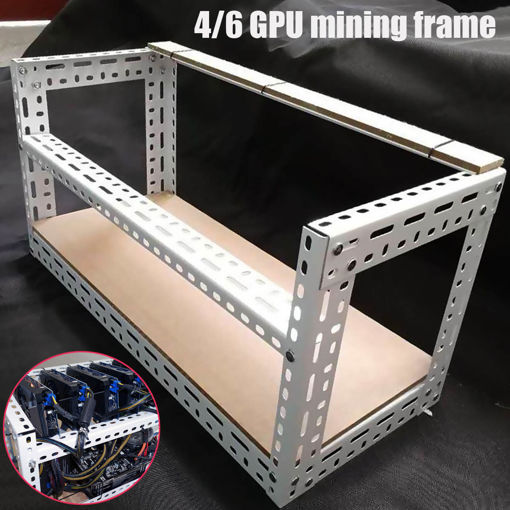 Immagine di Steel Crypto Coin Open Air Mining Frame Rig Case For 4/6 GPU ETH BTC Ethereum