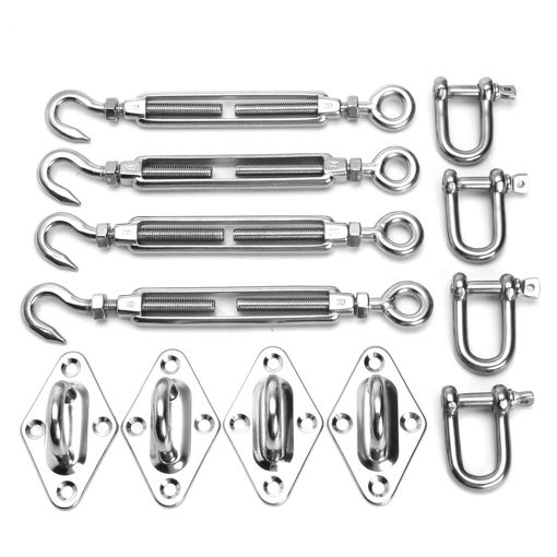 Immagine di 12Pcs 12 Inch Square Sun Shade Sail 316 Stainless Steel Hardware Installation Kit