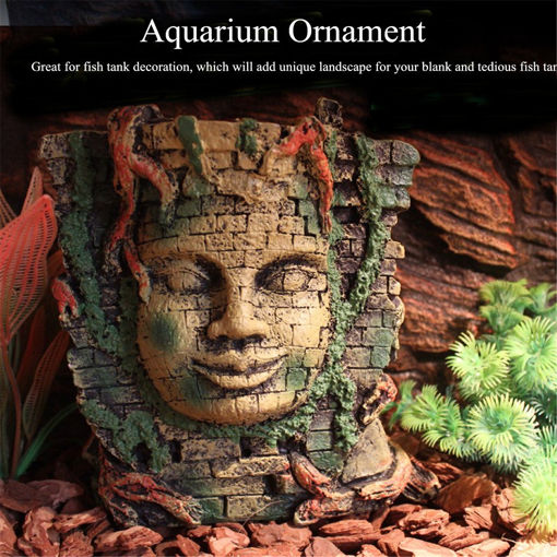 Picture of Ancient Roman Ruins Ornament for Aquarium Fish Tank Decorations Maya People Mask Hiding Hole