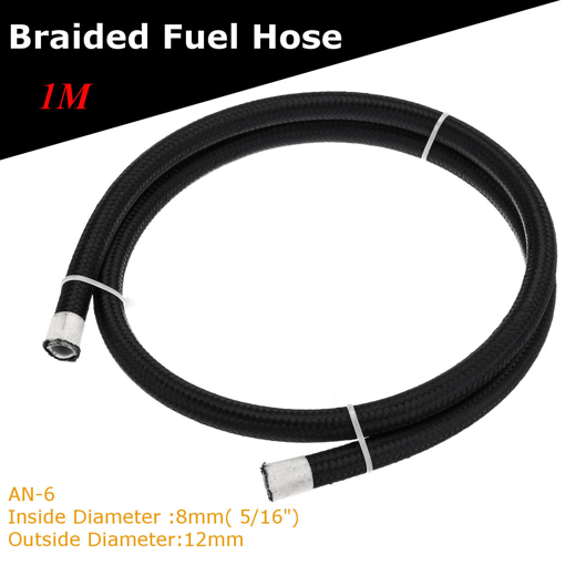 Picture of Fuel Oil Line Nylon Braided PTFE / Teflon Hose 1M 6-AN AN6 3.3FT for Petrol Oil Di