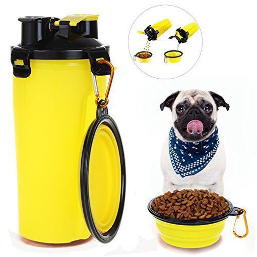 Picture of 2 In 1 Pet Dog Food Water Bottle Portable Dog Travel Water Bottle With Dog Bowl