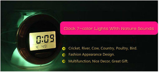 Immagine di Color Changing Clock Watch LED Light With Nature Sounds Multifunctional Alarm Clocks